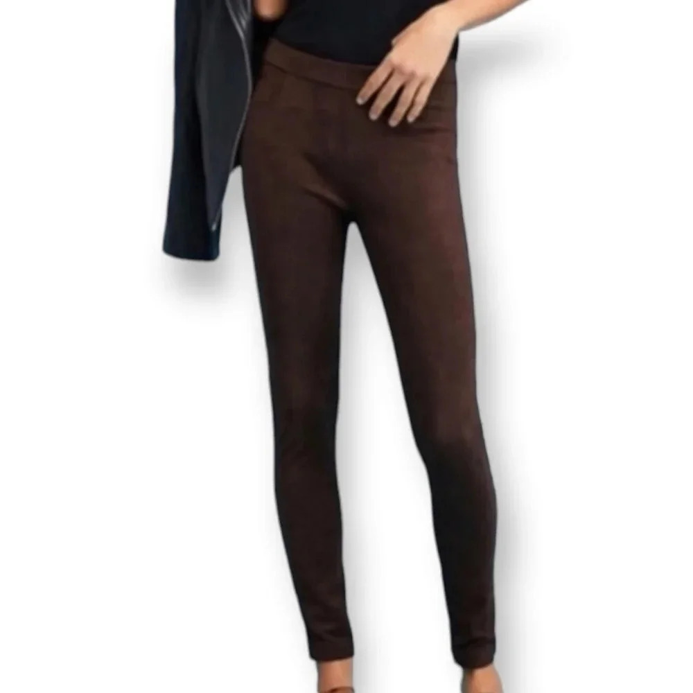 by Anthropologie Faux Suede Brown Legging Pants with Zipper Ankles 25